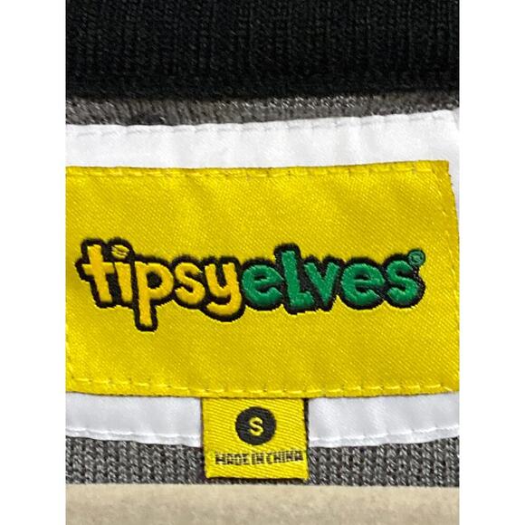 TIPSY  ELVES CHRISTMAS SWEATER SIZE SMALL. phone and Pizza Design - Picture 3 of 11